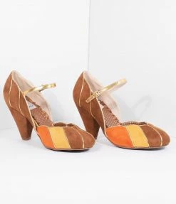 Ellie Shoes Bettie Page Brown Suede Kathryn Heels 1950s