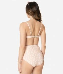 Kingdom & State Peach & Ivory Daisy Print Swim Bottoms