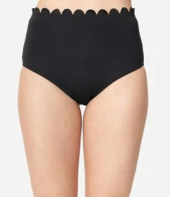 Swimwear Kingdom & State Black Scalloped Swim Bottoms