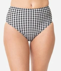 Dreamwave Pin-Up Style Black & White Gingham Swim Bottom Swimwear