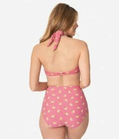 Coral & Jade Apparel, LLC (Bettie Page, Esther Williams, Girl Howdy) Swimwear Bettie Page Red & White Stripe Banana Bunch Swim Bottom