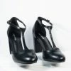 Unique Vintage Black Leatherette T-Strap Astaire Pumps