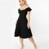 Unique Vintage 1950s Black Ohara Swing Dress
