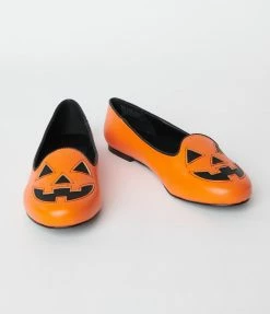 YRU (Strange Cvlt) Orange Leatherette Pumpkin Lydia Flats
