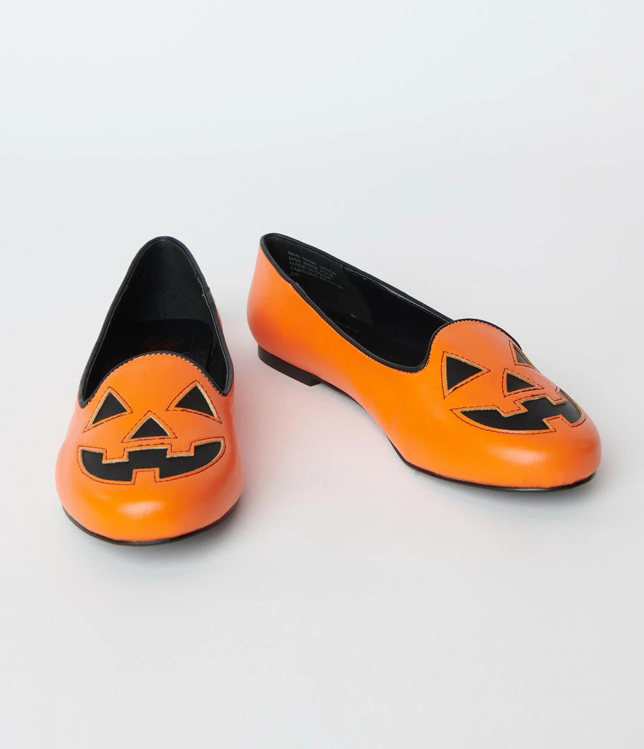 YRU (Strange Cvlt) Orange Leatherette Pumpkin Lydia Flats