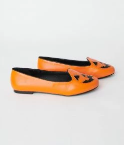 YRU (Strange Cvlt) Orange Leatherette Pumpkin Lydia Flats