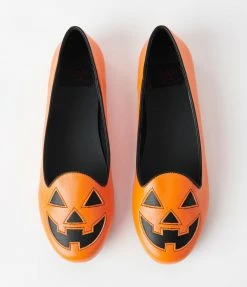 YRU (Strange Cvlt) Orange Leatherette Pumpkin Lydia Flats