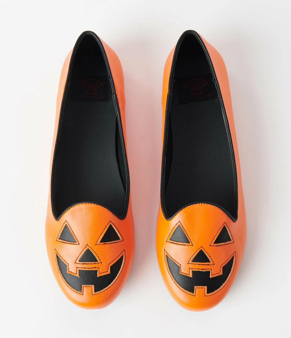 YRU (Strange Cvlt) Orange Leatherette Pumpkin Lydia Flats