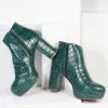 Demfon International (Chelsea Crew) Chelsea Crew 1970s Green Crocodile Disco Booties