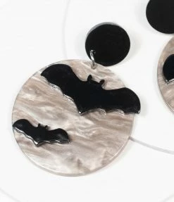Mavin Design Co Accessories Bat & Moon Circle Drop Earrings