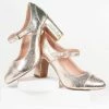 Demfon International (Chelsea Crew) Chelsea Crew Metallic Textured Gold Orlando Heels 1950s