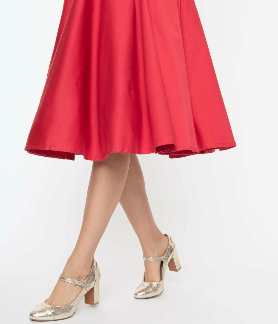 Demfon International (Chelsea Crew) Chelsea Crew Metallic Textured Gold Orlando Heels 1950s