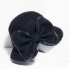 1930s & 1940s Unique Vintage Black Wool Bow Cloche Hat