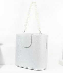 Suzie Bag Accessories Silver Sparkle Hard Case Handbag