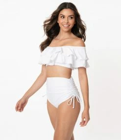 Unique Vintage White Provincetown Swim Bottom