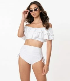 Unique Vintage White Provincetown Swim Bottom