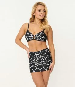 Swimwear Unique Vintage Spiderweb Print Moonlight Swim Top