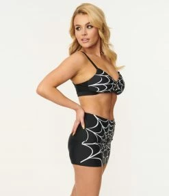 Swimwear Unique Vintage Spiderweb Print Moonlight Swim Top