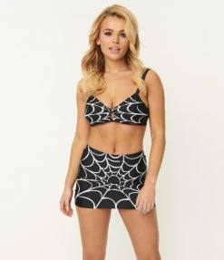 Swimwear Unique Vintage Spiderweb Print Moonlight Swim Top