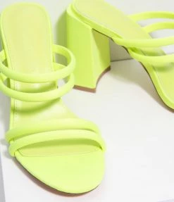 Verona Collection Neon Chunky Heel Strappy Mules 1980s & 1990s