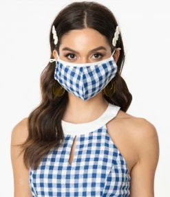 Smak Parlour Blue & White Gingham Face Mask