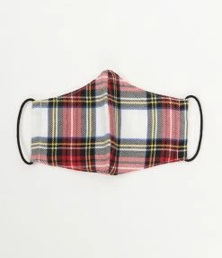 Magnolia Place Red & White Plaid Print Face Mask Accessories
