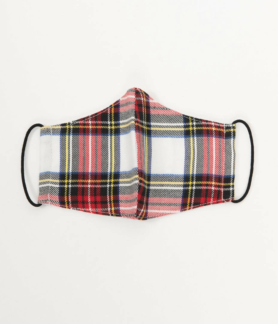 Magnolia Place Red & White Plaid Print Face Mask Accessories