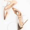 Pleaser Rose Gold Patent Leatherette Pointed Toe Pumps