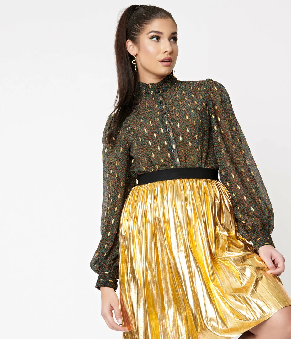 Smak Parlour Emerald Leopard Resident Artist Blouse Tops