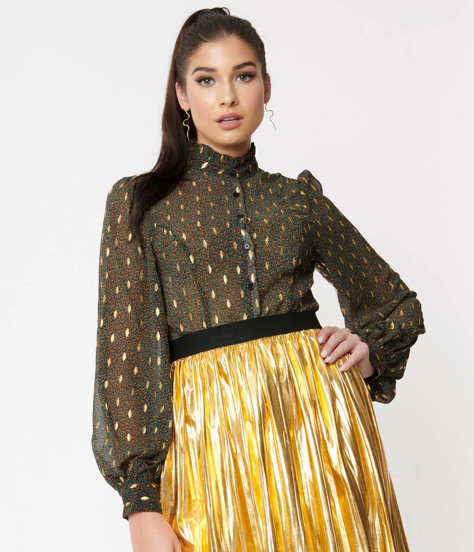 Smak Parlour Emerald Leopard Resident Artist Blouse Tops