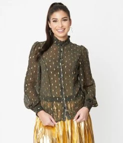 Smak Parlour Emerald Leopard Resident Artist Blouse Tops