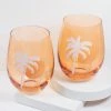 Sunnylife Orange Tropical Stemless Glass Tumblers