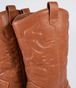 SOTD Footwear Tan Leatherette Western Cowboy Boots