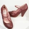 Ellie Shoes Bettie Page Burgundy Leatherette Elanor Heels 1950s