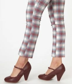 Ellie Shoes Bettie Page Burgundy Leatherette Elanor Heels 1950s