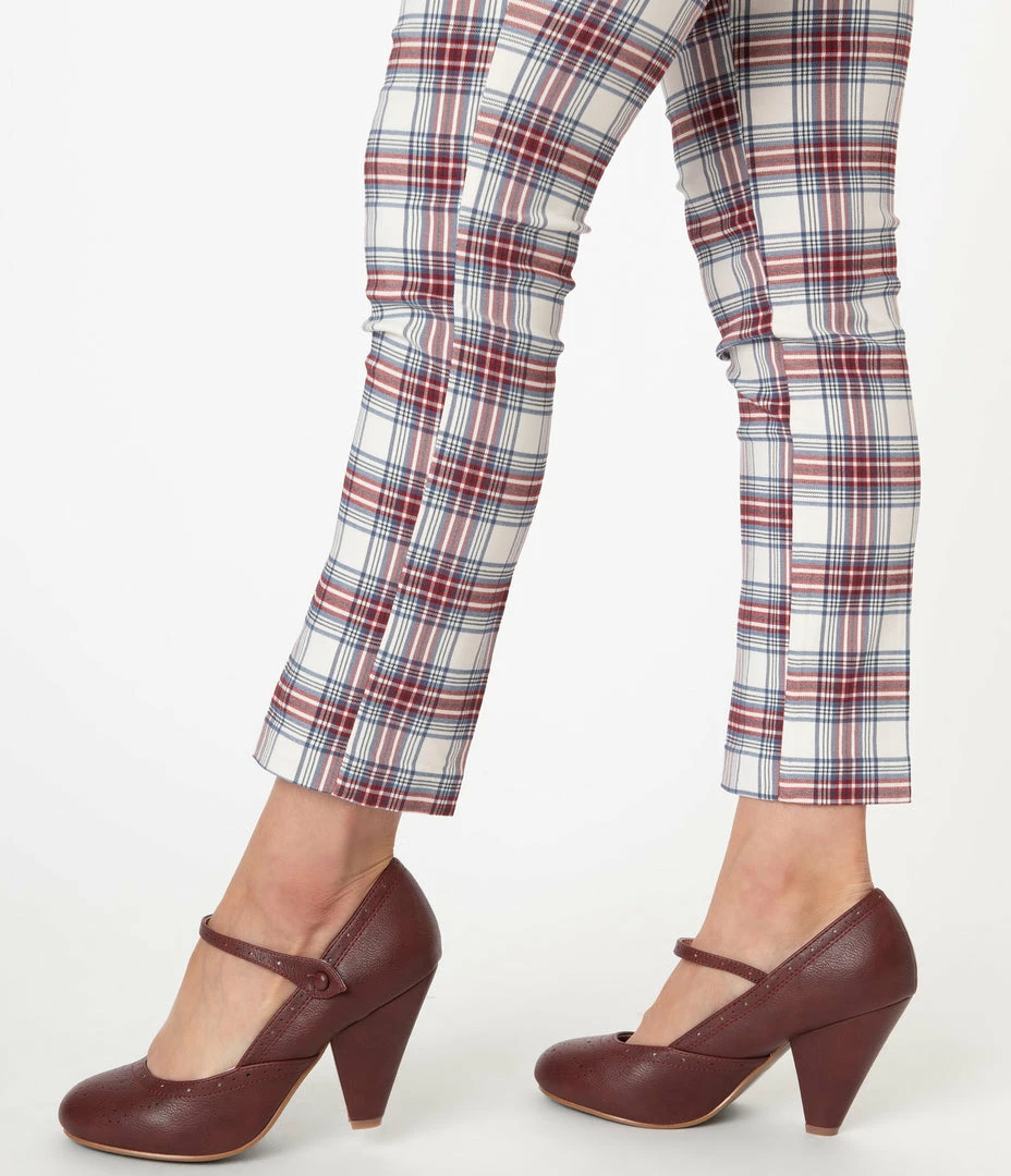 Ellie Shoes Bettie Page Burgundy Leatherette Elanor Heels 1950s