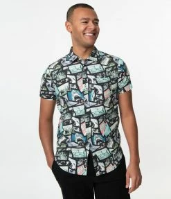 Jaws X Unique Vintage Movie Clips Collage Mens Shirt Fan Flair