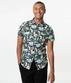 Jaws X Unique Vintage Movie Clips Collage Mens Shirt Fan Flair
