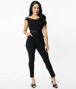 Unique Vintage Brand Unique Vintage Black Off Shoulder Gillian Jumpsuit