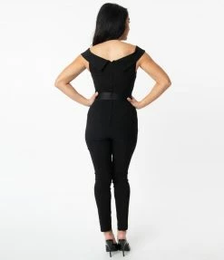 Unique Vintage Brand Unique Vintage Black Off Shoulder Gillian Jumpsuit