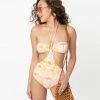 Kingdom & State Retro Pink & Yellow Floral One Piece Swimsuit
