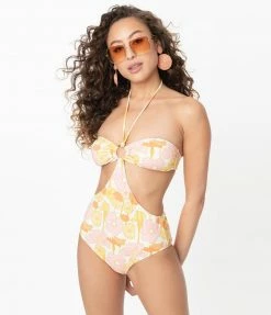 Kingdom & State Retro Pink & Yellow Floral One Piece Swimsuit