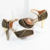 Ellie Shoes Bettie Page Olive Green Suede & Gold Ruby Heels