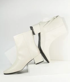 Unique Vintage White Leatherette Mod Sinatra Bootie Unique Vintage Brand