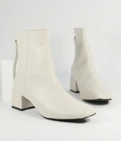 Unique Vintage White Leatherette Mod Sinatra Bootie Unique Vintage Brand