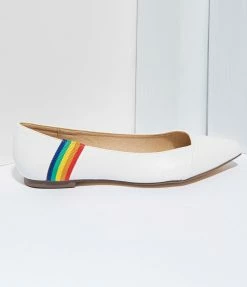 Demfon International (Chelsea Crew) Shoes Chelsea Crew White Leatherette & Rainbow Pointed Toe Pammy Flats