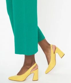 Demfon International (Chelsea Crew) 1970s Chelsea Crew Yellow Leather Slingback Kenzie Heels