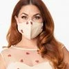 Accessories Magnolia Place Cream Mesh & Red Sequin Hearts Face Mask