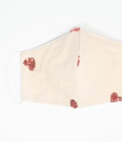 Accessories Magnolia Place Cream Mesh & Red Sequin Hearts Face Mask