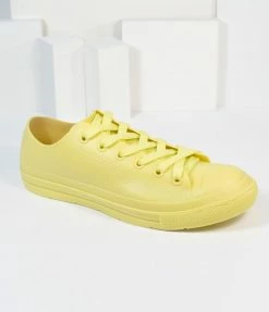Rad Fashion Yellow PVC Lace Up Sneakers Shoes